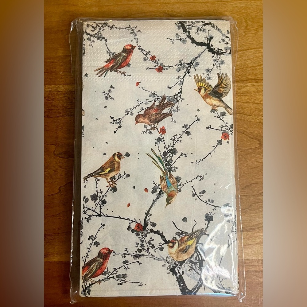 Lot of 2 Packs: Vintage Style Floral & Bird Guest Napkins/Hand Towels 4.3”x8” - Picture 2 of 6